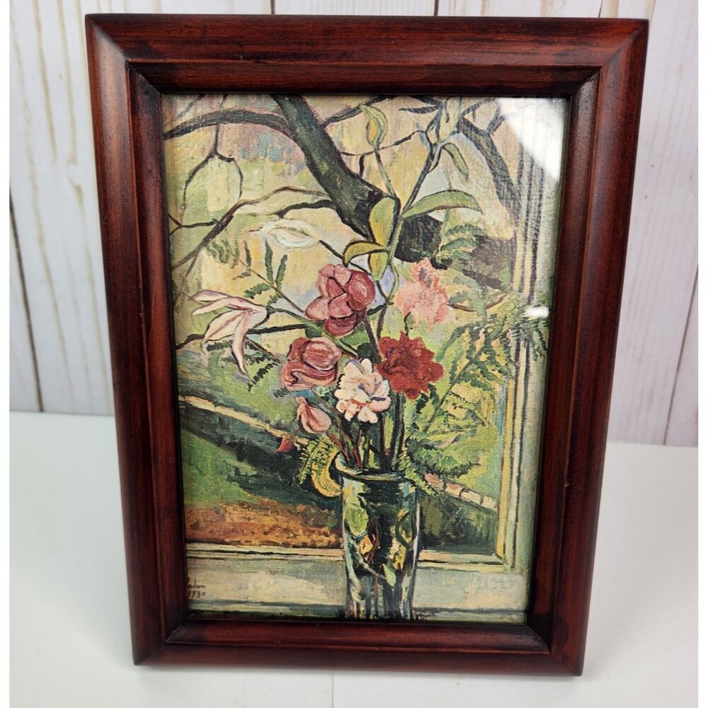 Suzanne Valadon Bouquet of Flowers in Front of a Window 5" x 7" Framed